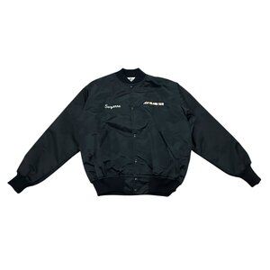 Vintage Game Sportswear Snap Front Bomber Jacket USA Black Varsity Style Mens M